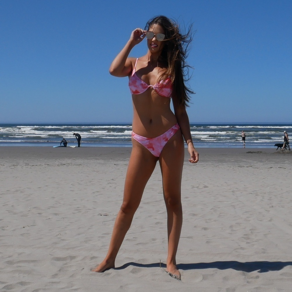 Pink Tie Dye Halter Bikini Size M